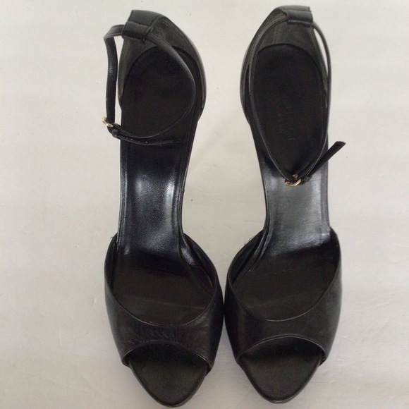 GUCCI BLACK LEATHER BAMBOO HEELS SIZE 39 - Picture 5 of 15